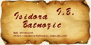 Isidora Batnožić vizit kartica
